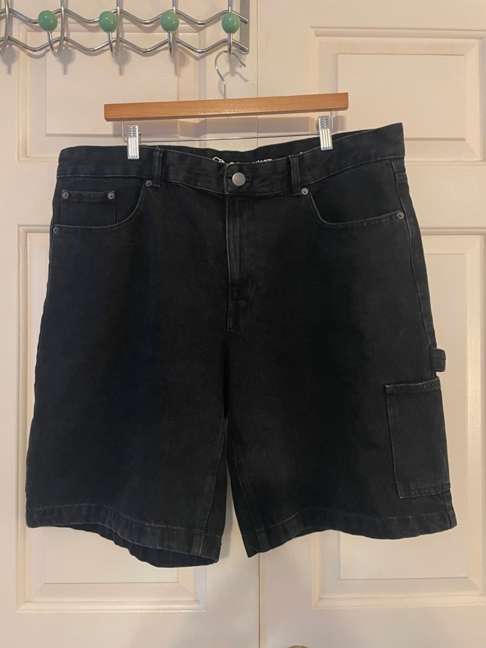 Original Use Men's Black Denim Cargo Shorts - Effortless Streetwear 38